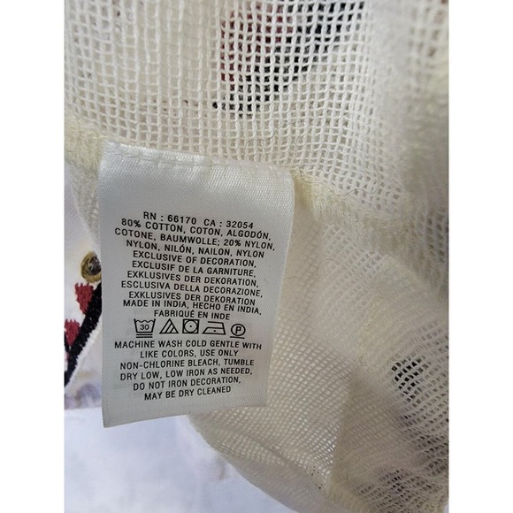 Anthropologie Akemi & Kin Women's Embroidered Boho Peasant Top Off-White Sz S - Picture 5 of 5